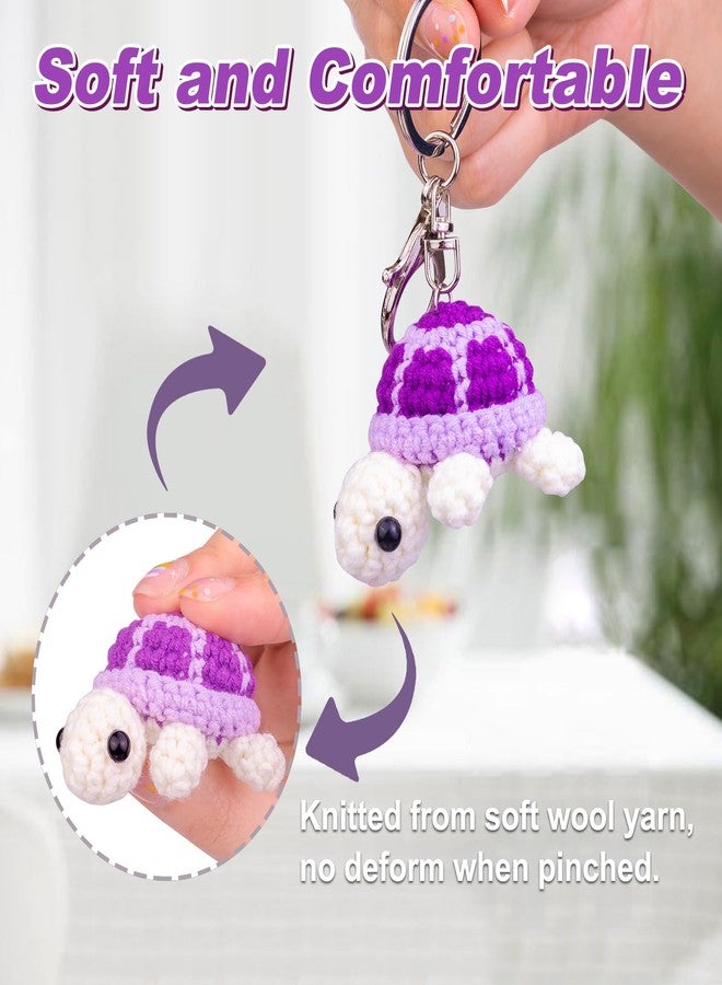 MuMyer Funny Crochet Turtle Doll, Handmade Emotional Support Knitting Wool Turtle Animal Gift With Detachable Keychain(Blue) - Image 3
